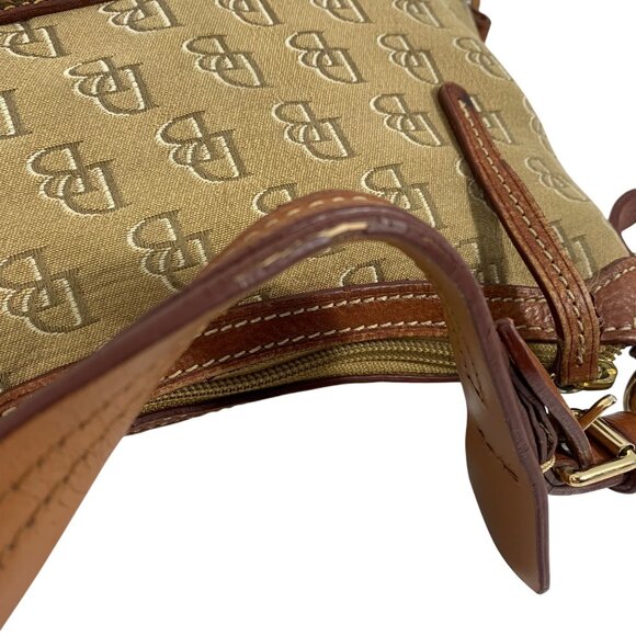 Y2K Dooney Bourke Logo Jacquard Canvas Hobo Shoulder Bag Leather Buckle Strap - Picture 12 of 16